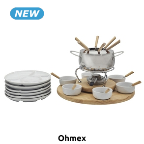 Ohmex Set Fondue «FND 2229», 29-teilig, Drehsockel aus Bambus