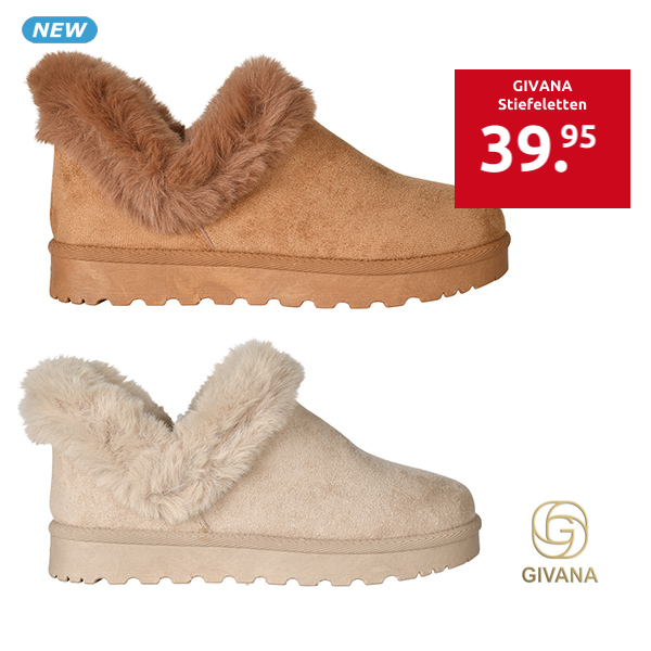 GIVANA Stiefeletten, V-förmige  Kante mit Kunstpelz, camel