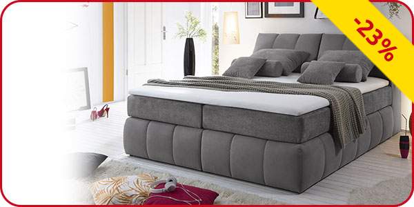 Boxspringbett «Real», 140 x 200 cm, 1 Matratze, grau/anthrazit