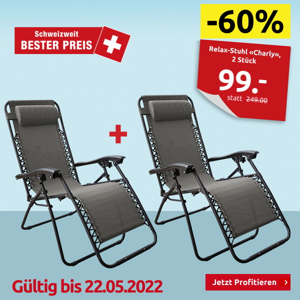 Relax-Stuhl «Charly», 2 Stück,  B 110 x H 65 x T 90 cm, grau