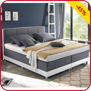 Boxspringbett «Luna B», 140 x 200 cm, weiss/anthrazit