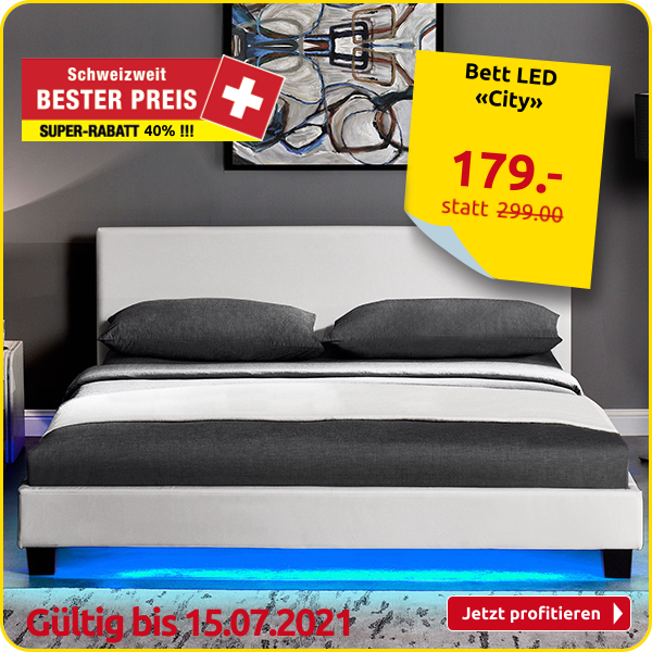 Bett LED «City», B 140 cm