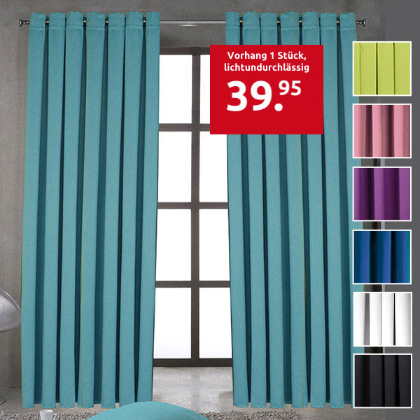 Vorhang 1 Stück, lichtundurchlässig, türkis
