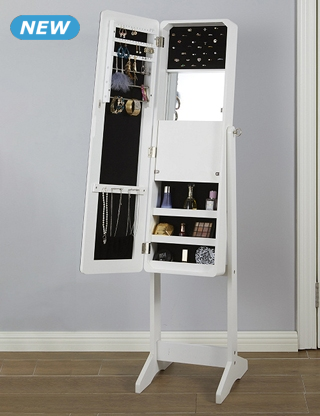 Schmuckschrank «Tablette», mit Spiegel & LED, weiss