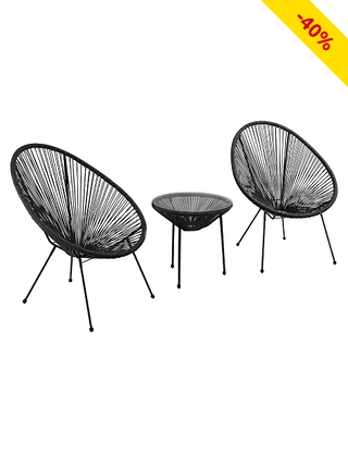 3-teiliges Gartenset «Egg», schwarz