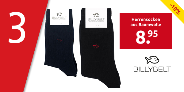 BILLYBELT Herrensocken aus Baumwolle, Einheitsgrösse 41-46, schwarz
