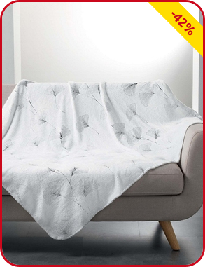 Fleecedecke «Bloomy», weiss/silber