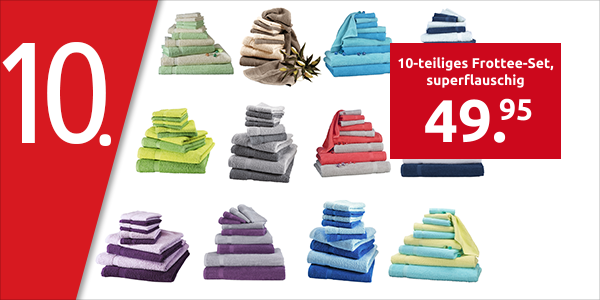 10-teiliges Frottee-Set, superflauschig, grau/anthrazit