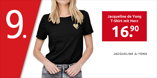 Jacqueline de Yong T-Shirt mit Herz, schwarz