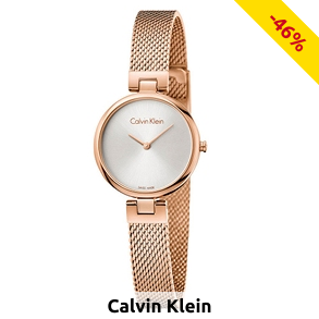 Calvin Klein Damenuhr, mit roségoldfarbenem Edelstahl-Armband