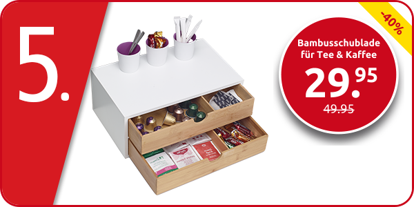 Bambusschublade für Tee & Kaffee, 2-stöckig