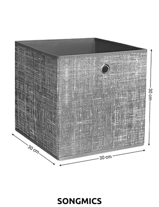 SONGMICS Set, 6 Aufbewahrungsboxen, 30 x 30 x 30 cm, grau meliert