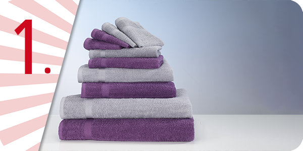 10-teiliges Frottee-Set, superflauschig, violett/grau