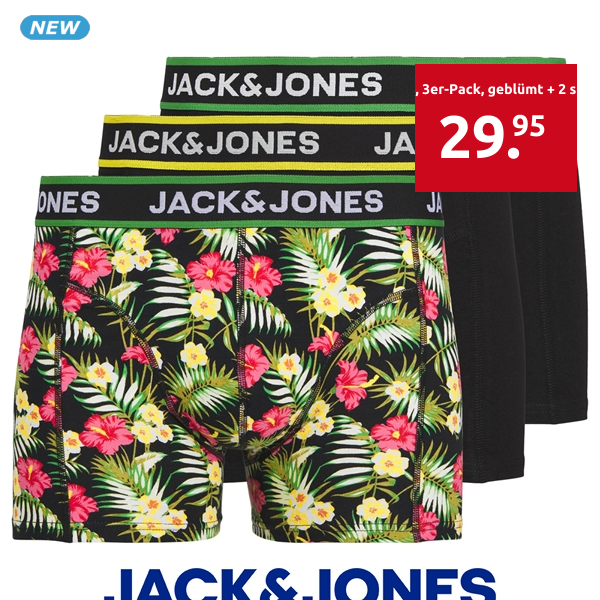 JACK&JONES Boxers, 3er-Pack, geblümt + 2 schwarz