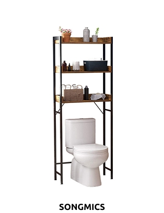 SONGMICS WC-Möbel «Indus», B 63 x H 165 x T 25 cm, braun/schwarz