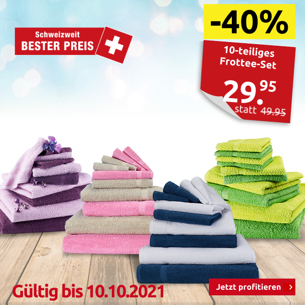 10-teiliges Frottee-Set, superflauschig, violett/lila
