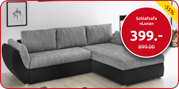 Doppel-Schlafsofa «Luna» in Lederoptik und Textil, grau