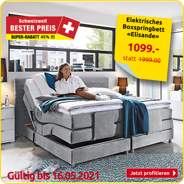 Elektrisches Boxspringbett «Elisande» grau, 160 x 200 cm