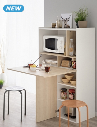 3-in-1 Küchenmöbel «Flap», B 80 x H 137 x T 44,5 cm, eiche/weiss