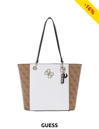 Guess Tote Bag «Noelle», weiss/braun