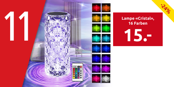 Lampe «Cristal», 16 Farben, H 19,5 cm