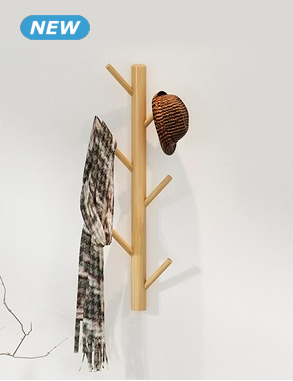 Wandgarderobe «Wood», Ø 3,3 x H 60 cm, hellbraun