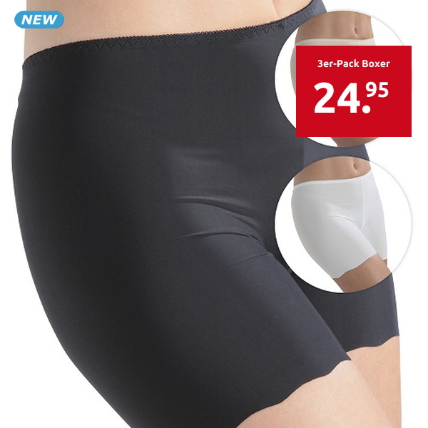 3er-Pack Boxer, beige + schwarz + weiss