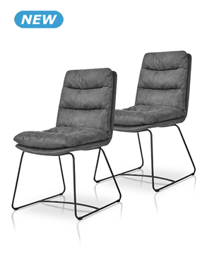 Stühle mit gestepptem Kissen «Lola», 2er-Set, grau