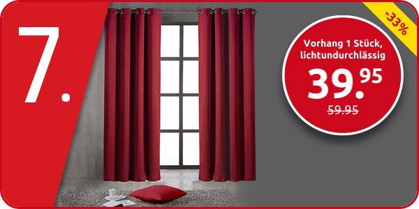 Vorhang 1 Stück, lichtundurchlässig, rot