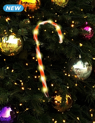 Lampen «Zuckerstangen», 8er-Set, 56 LEDs, rot/weiss