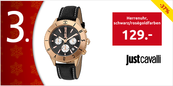 Just Cavalli Herrenuhr, schwarz/roségoldfarben