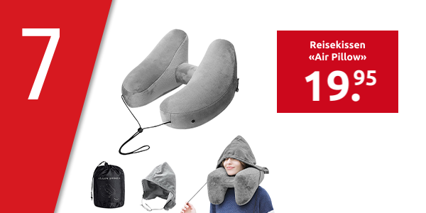 Reisekissen «Air Pillow», aufblasbar, mit Kapuze