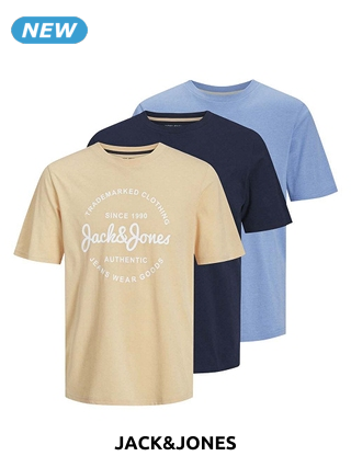 JACK&JONES T-Shirts «Forest», 5er-Pack, orange/blau/marine
