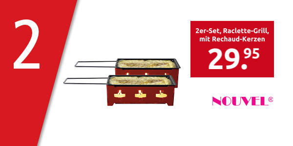 2er-Set, Raclette-Grill «CH Kreuz», mit Rechaud-Kerzen