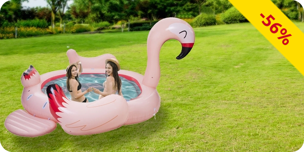 2-in-1, Planschbecken/Schwimmtier, aufblasbarer Flamingo Mega 6 Personen