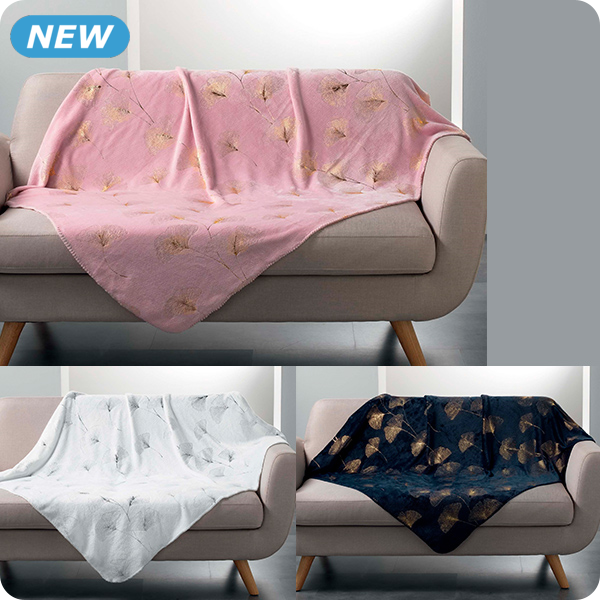 Fleecedecke «Bloomy», rosa/gold