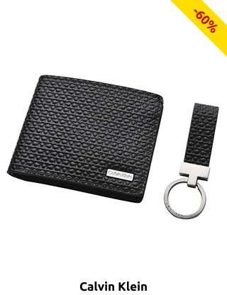 CALVIN KLEIN Brieftasche «David» & Schlüsselanhänger, schwarz