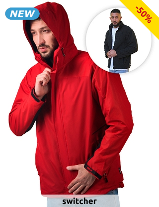 switcher 3/4-Herrenjacke 3-in-1, rot