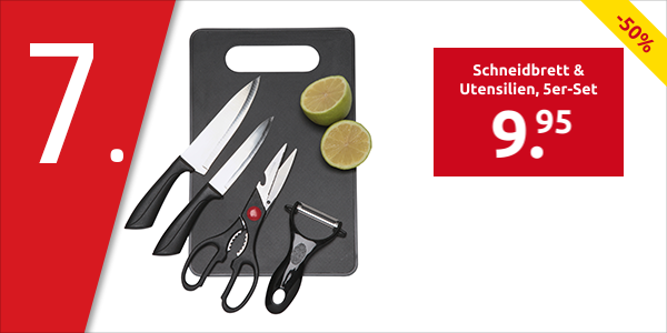 Schneidbrett & Utensilien, 5er-Set, schwarz