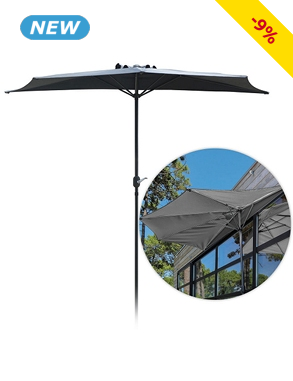 Halber Sonnenschirm, wasserabweisend, mit Lüftungsschacht, grau