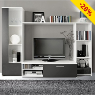 Wohnwand  «Lounge», schwarz-weiss