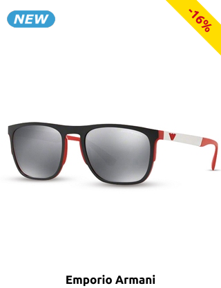 EMPORIO ARMANI Sonnenbrille, für Herren, rot und weiss mit grauen Gläsern
