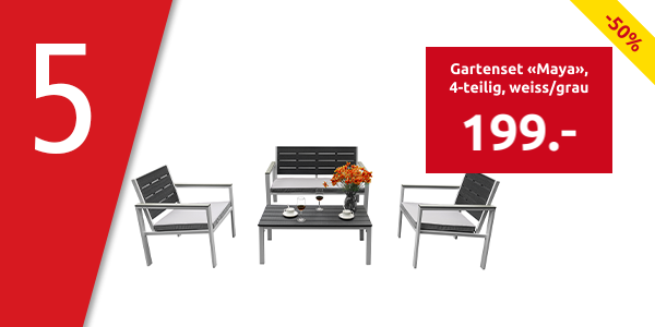 Gartenset «Maya», 4-teilig, weiss/grau