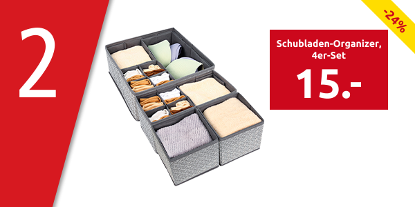 Schubladen-Organizer, 4er-Set, aus Vlies, grau