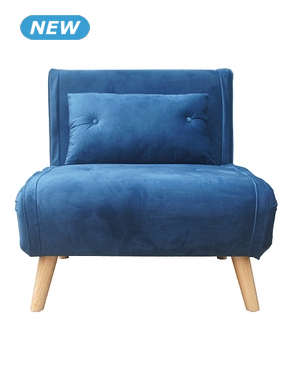 Schlaf-Sessel «Niko», L 76 x B 82 x H 84 cm, Samtbezug, blau