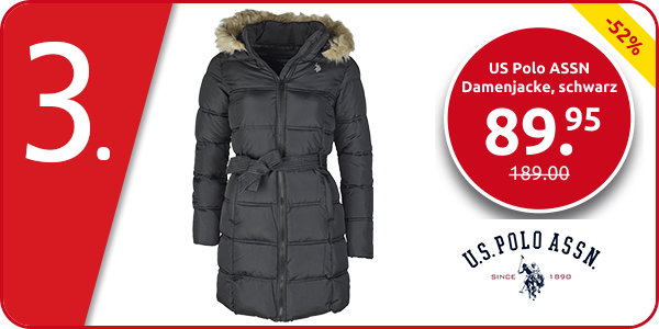 US Polo ASSN lange Damenjacke, schwarz