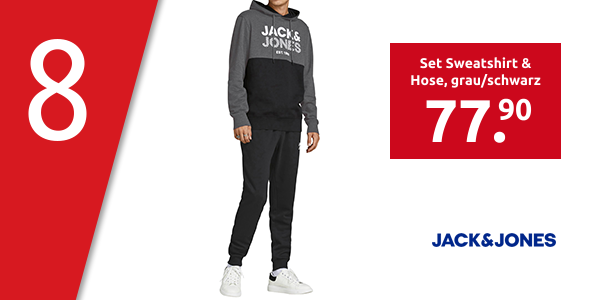 JACK&JONES Set Sweatshirt & Hose, grau/schwarz