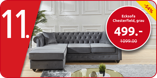 Ecksofa Chesterfield, grau