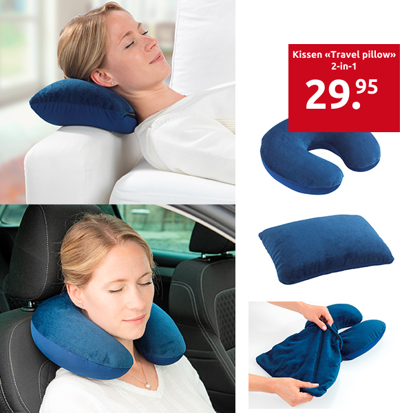 Kissen «Travel pillow», 2-in-1, blau