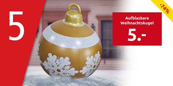 Aufblasbare Weihnachtskugel, Ø 60 cm, mit Pumpe